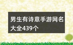 男生有詩意手游網名大全439個