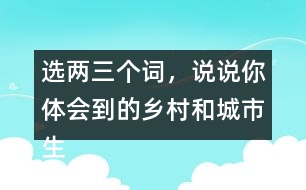 選兩三個詞，說說你體會到的鄉(xiāng)村和城市生活有何不同