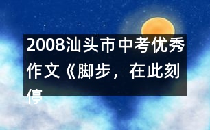 2008汕頭市中考優(yōu)秀作文《腳步，在此刻停住》